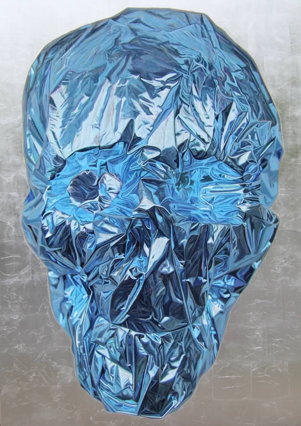 Azure Blue Metallic Skull by Gordon Harris